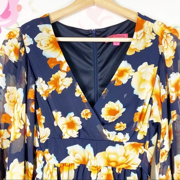 Betsey Johnson Bambi Floral Ruffle Bell Sleeves Dress 4 - Picture 2 of 13